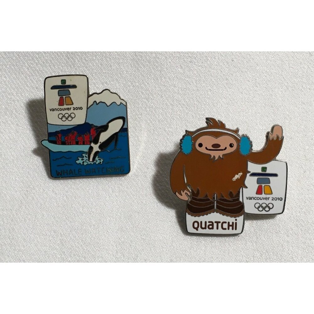 Vancouver 2010 Olympic Pin Whale Watching & Quatchi Set Of 2